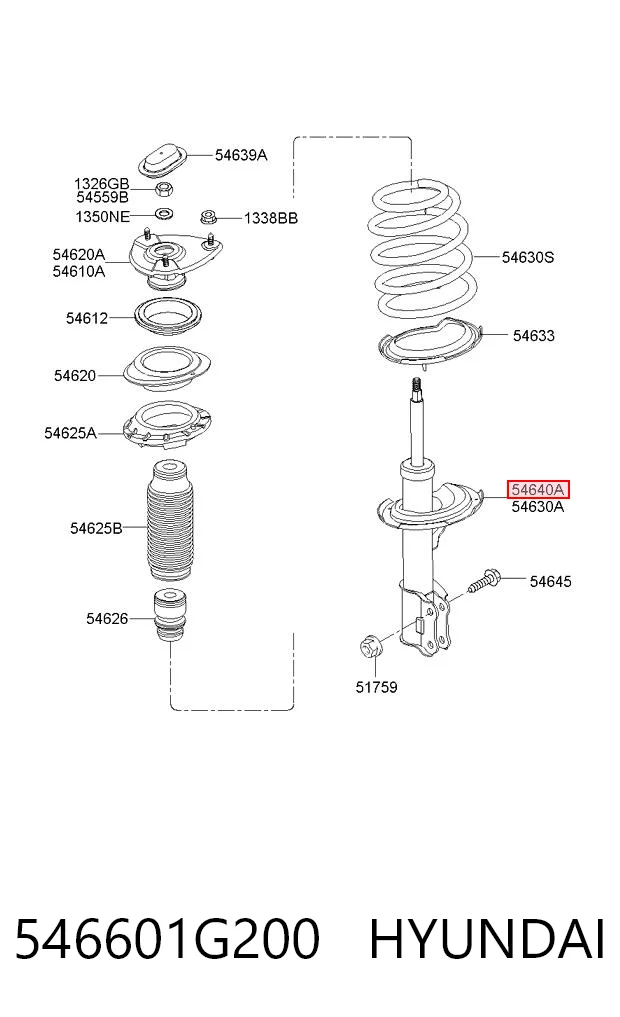 546601G200 Hyundai/Kia Amortyzator przedni prawy