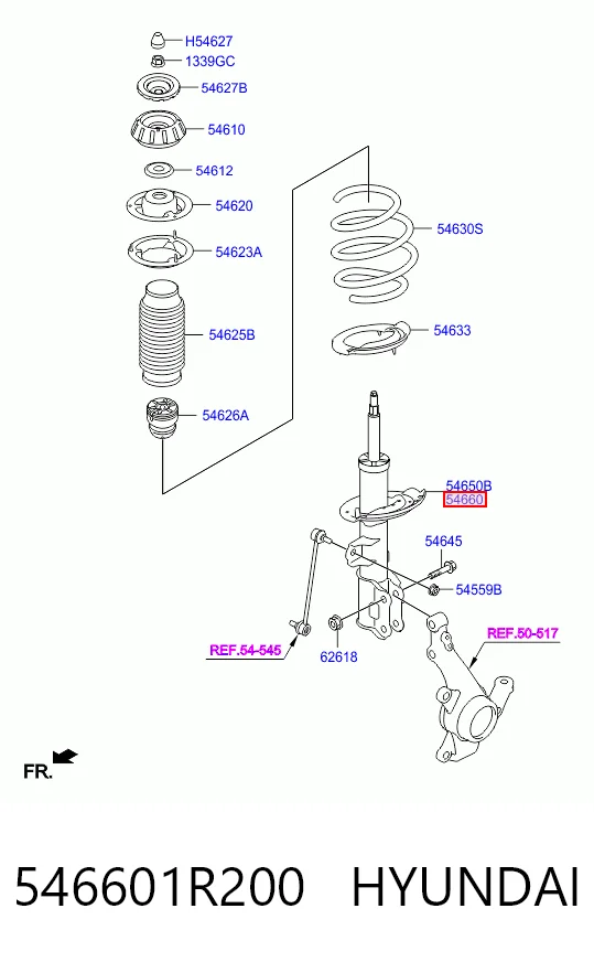 546601R200 Hyundai/Kia Amortyzator przedni prawy