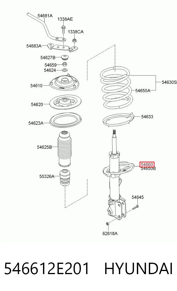 546612E201 Hyundai/Kia Amortyzator przedni prawy
