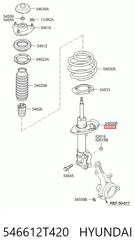 Amortyzator przedni prawy Mando EX546613Q010