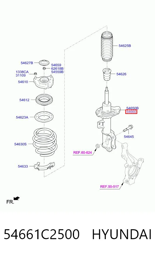 54661C2500 Hyundai/Kia Amortyzator przedni prawy
