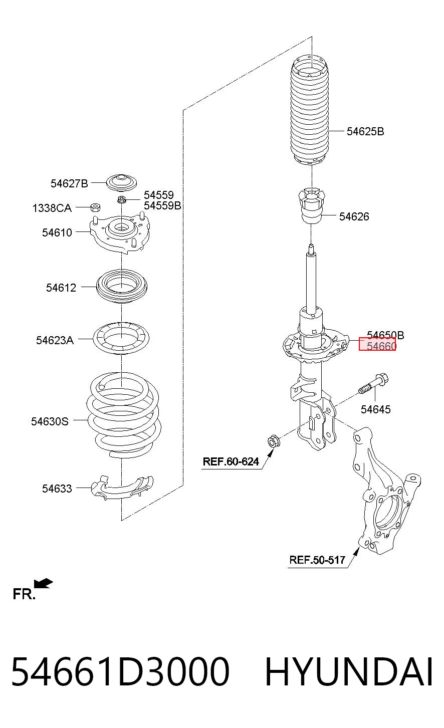 54661D3000 Hyundai/Kia Amortyzator przedni prawy
