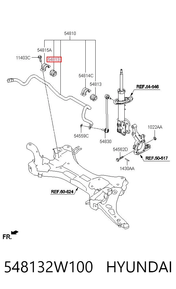 548132W100 Hyundai/Kia Tuleja stabilizatora przedniego