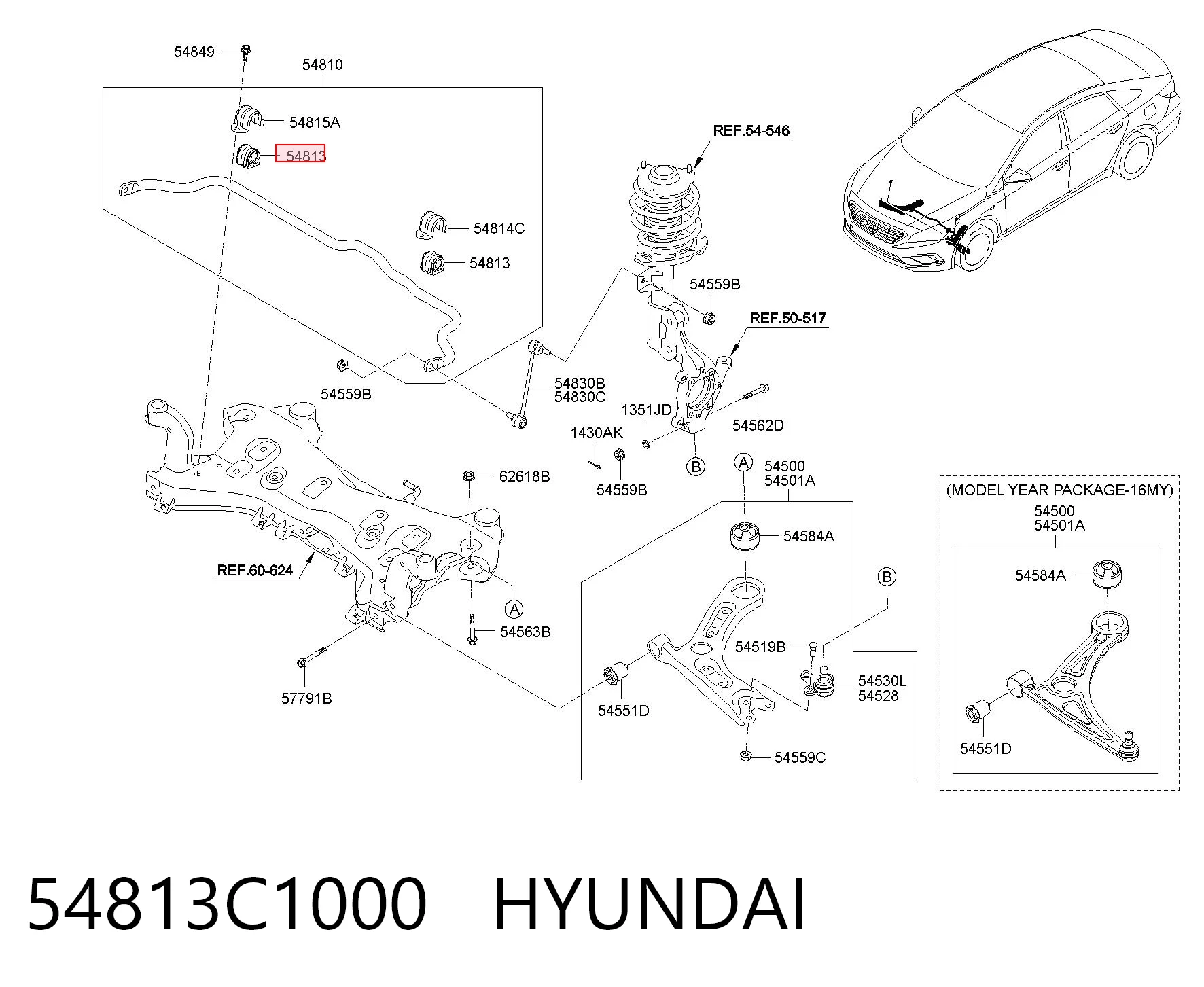 54813C1000 Hyundai/Kia Tuleja stabilizatora przedniego