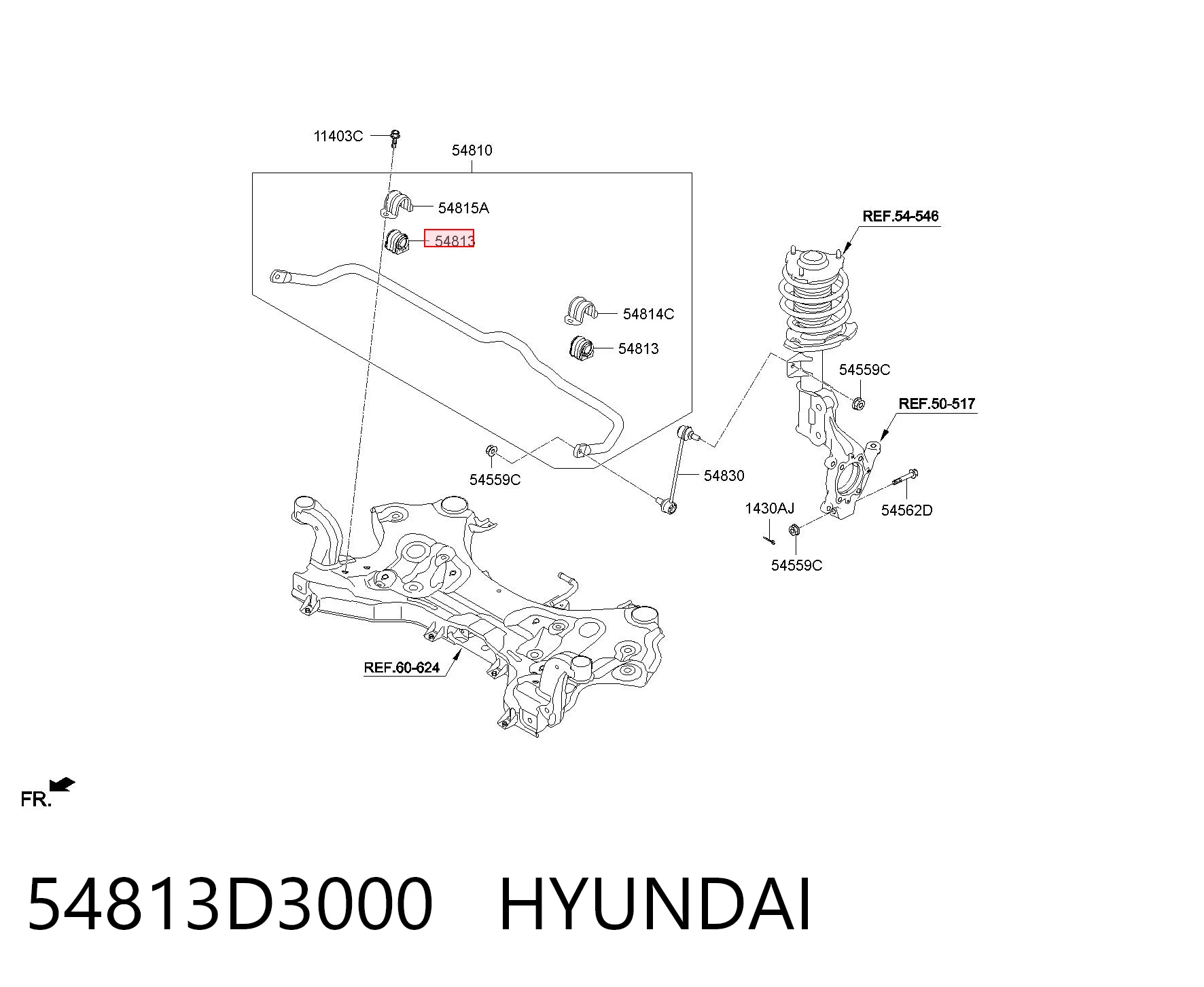 54813D3000 Hyundai/Kia Tuleja stabilizatora przedniego
