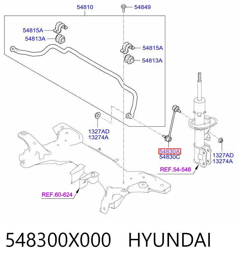548300X000 Hyundai/Kia Łącznik stabilizatora przedniego lewy