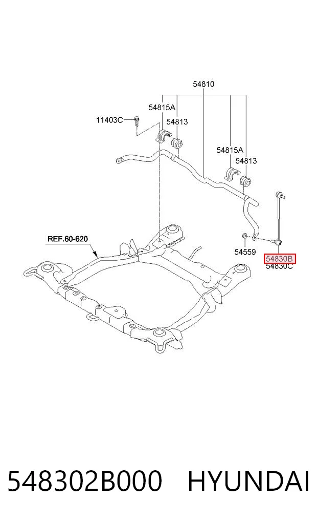 548302B000 Hyundai/Kia Łącznik stabilizatora przedniego lewy