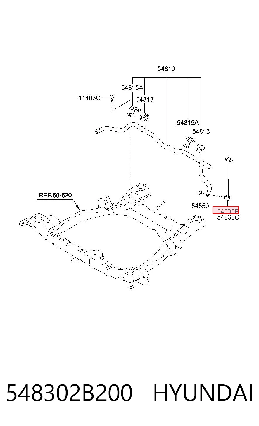 548302B200 Hyundai/Kia Łącznik stabilizatora przedniego lewy