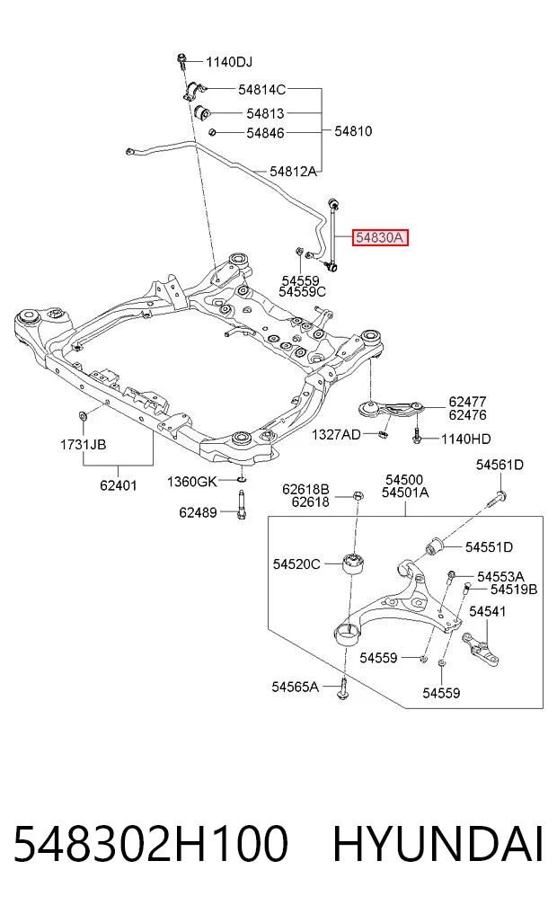 548302H100 Hyundai/Kia Łącznik stabilizatora przedniego