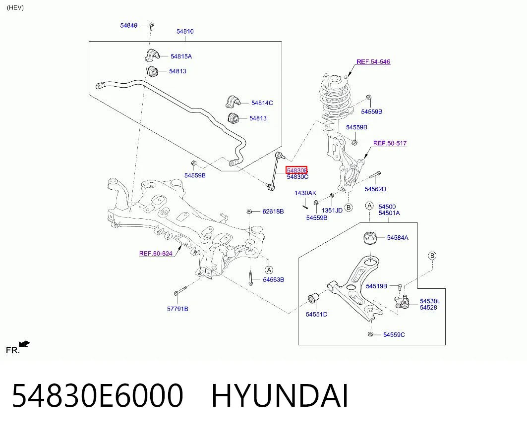 54830E6000 Hyundai/Kia Łącznik stabilizatora przedniego lewy