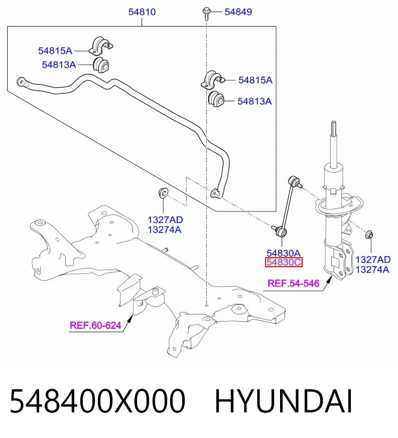 548400X000 Hyundai/Kia Łącznik stabilizatora przedniego prawy