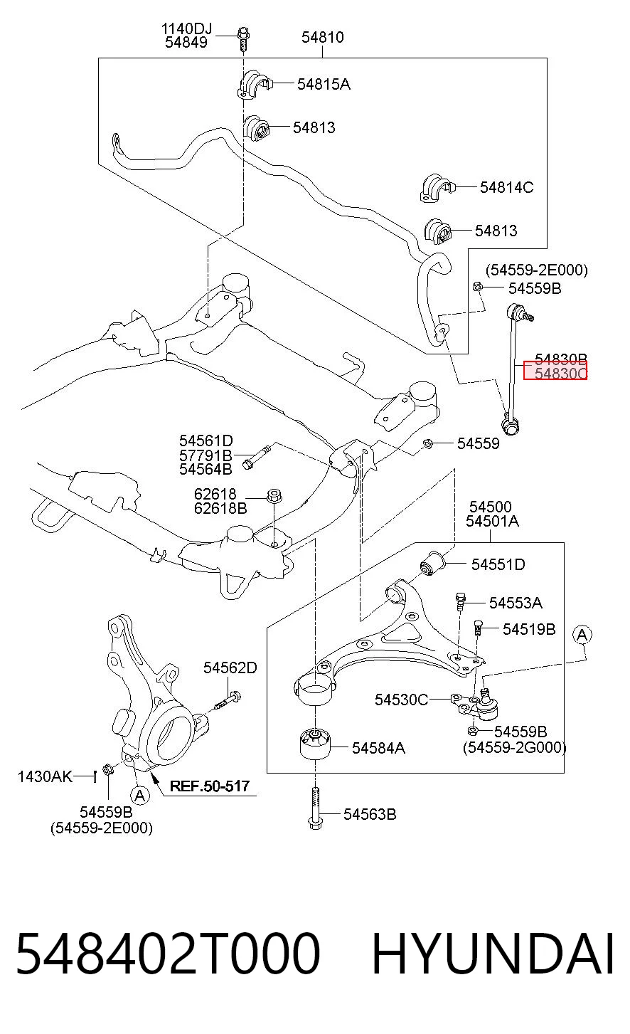 548402T000 Hyundai/Kia Łącznik stabilizatora przedniego prawy