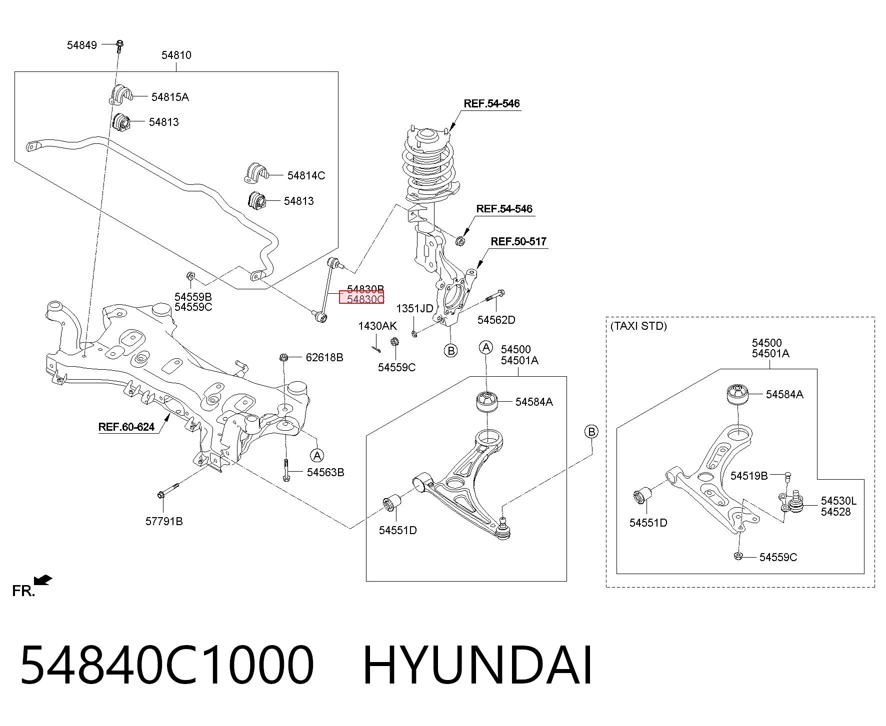 54840C1000 Hyundai/Kia Łącznik stabilizatora przedniego prawy