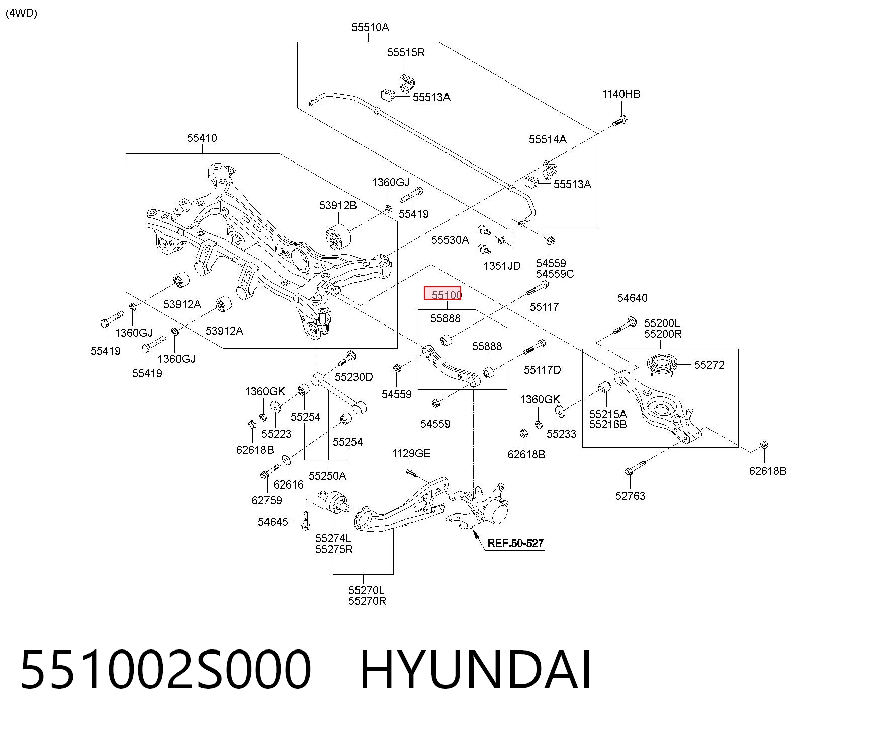 551002S000 Hyundai/Kia Wahacz zawieszenia tylnego poprzeczny