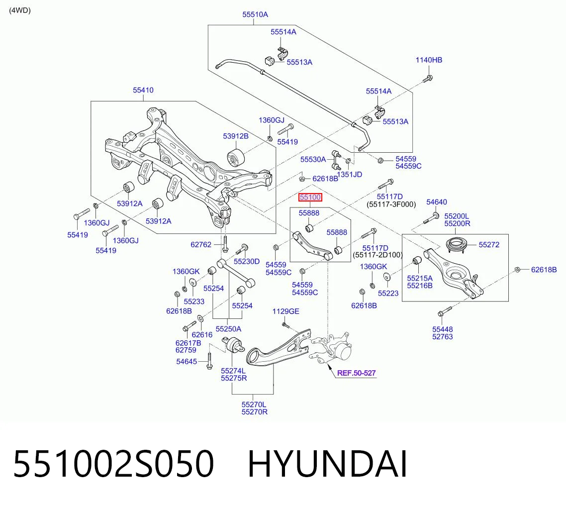 551002S050 Hyundai/Kia Wahacz zawieszenia tylnego poprzeczny