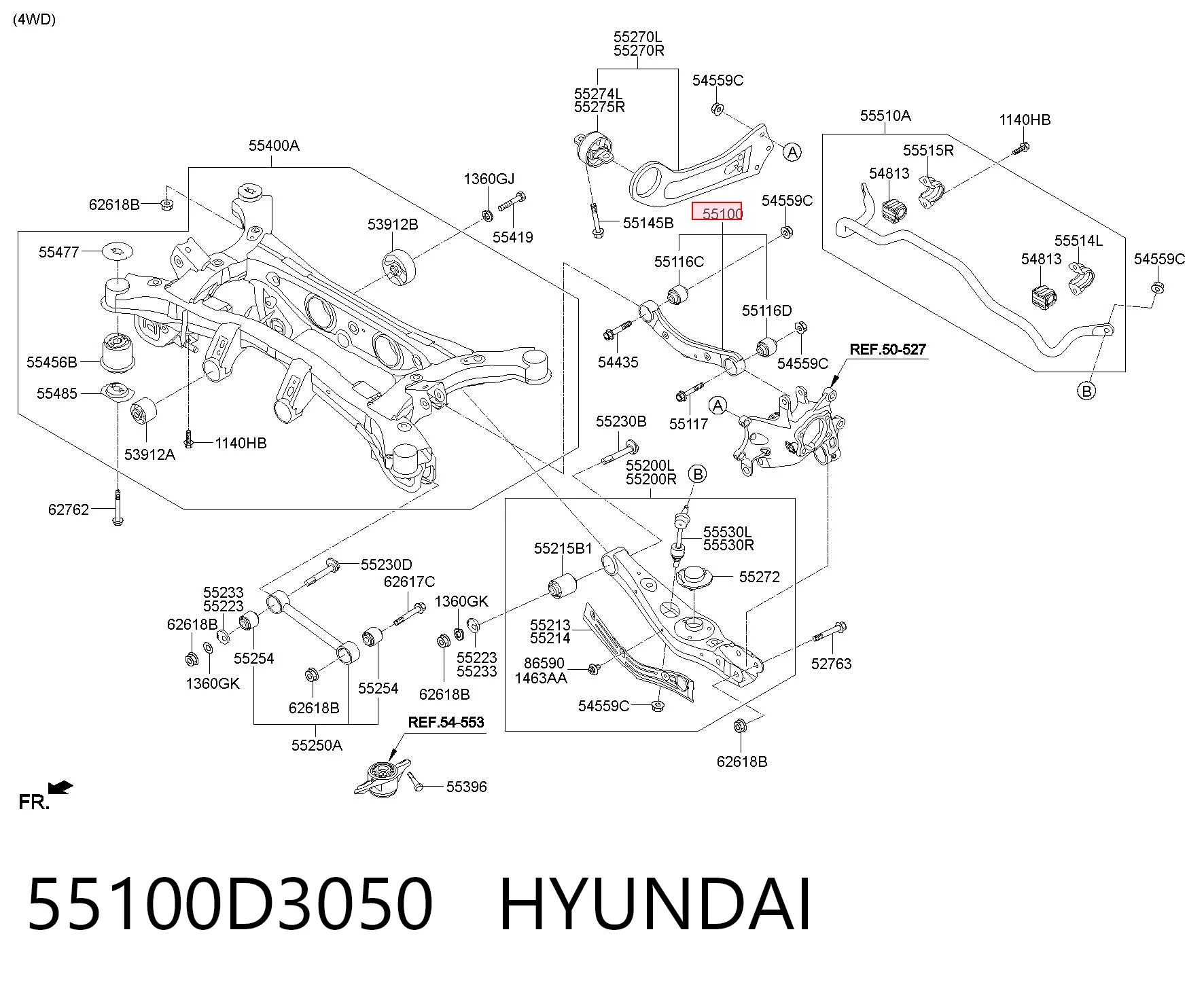55100D3050 Hyundai/Kia Wahacz zawieszenia tylnego górny lewy/prawy