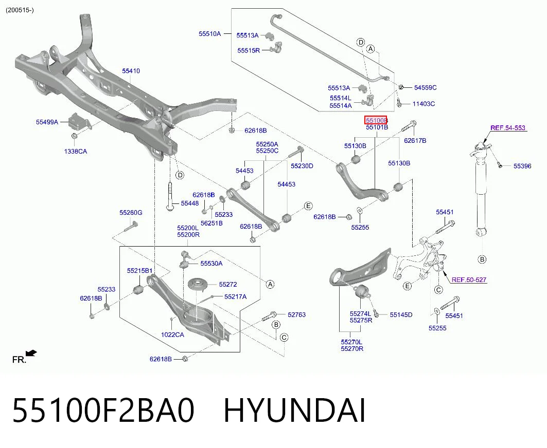 55100F2BA0 Hyundai/Kia Wahacz zawieszenia tylnego górny lewy