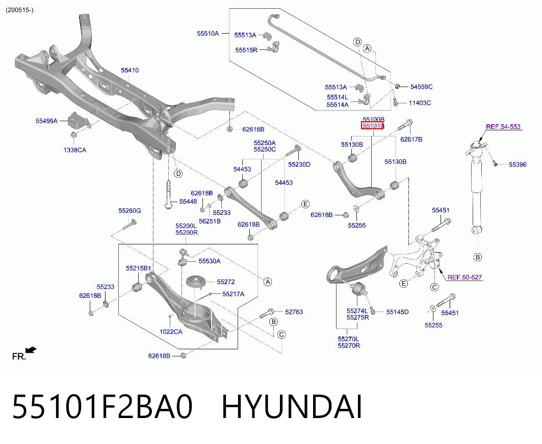 55101F2BA0 Hyundai/Kia Wahacz  zawieszenia tylnego górny prawy