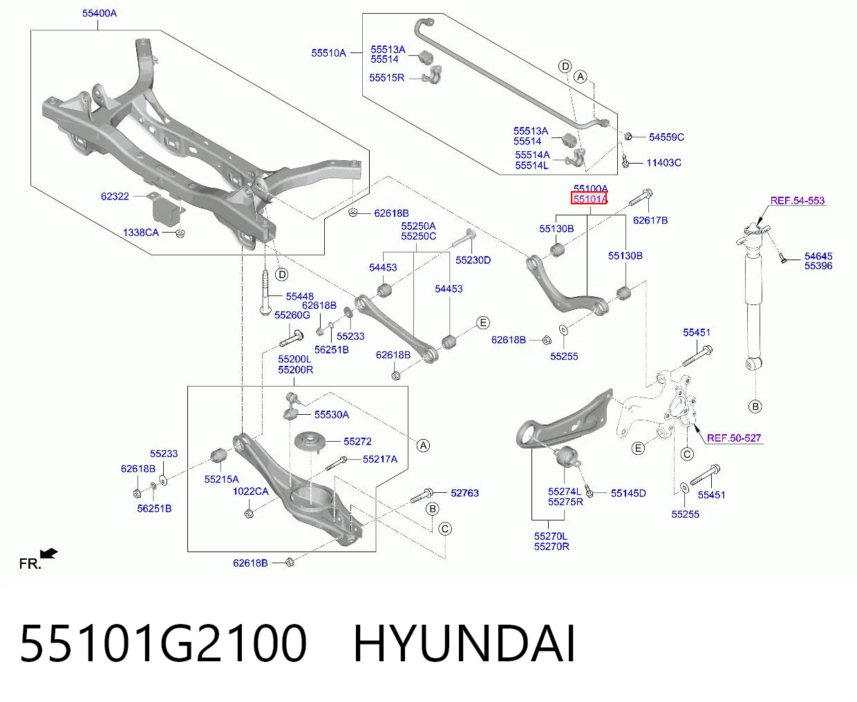 55101G2100 Hyundai/Kia Wahacz  zawieszenia tylnego górny prawy