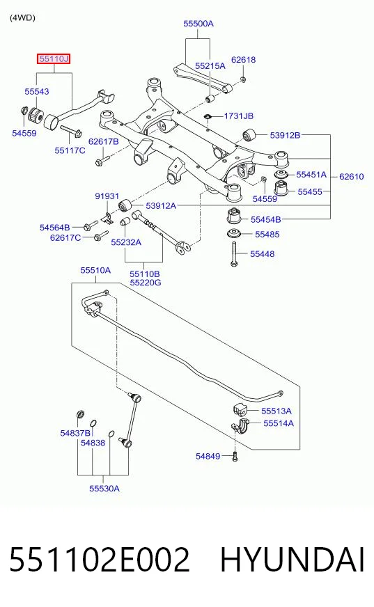 551102E002 Hyundai/Kia Drążek podłużny zawieszenia tylnego