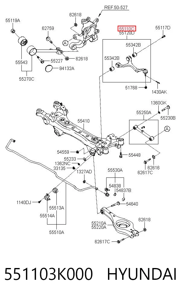 551103K000 Hyundai/Kia Wahacz zawieszenia tylnego górny lewy