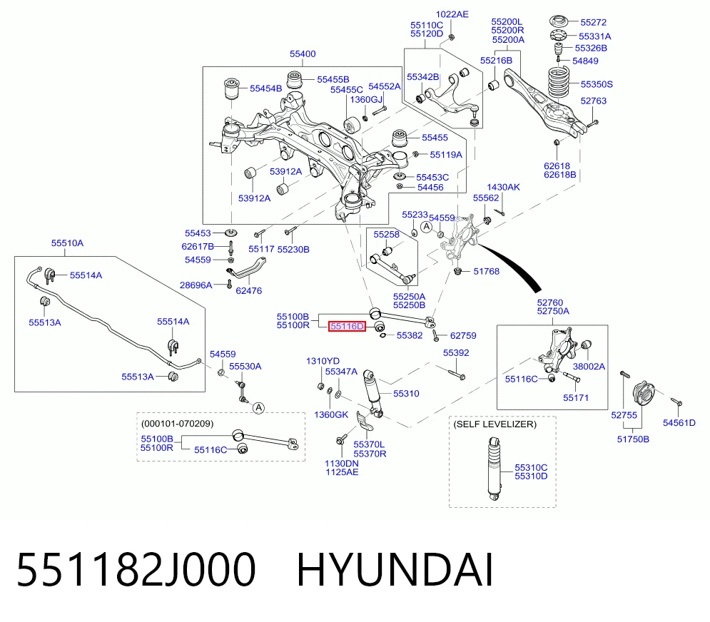551182J000 Hyundai/Kia Silentblock tylnego wahacza podłużnego tyłny
