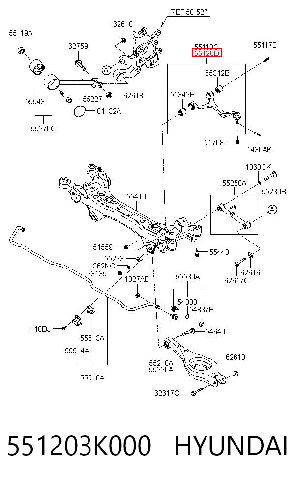 551203K000 Hyundai/Kia Wahacz  zawieszenia tylnego górny prawy