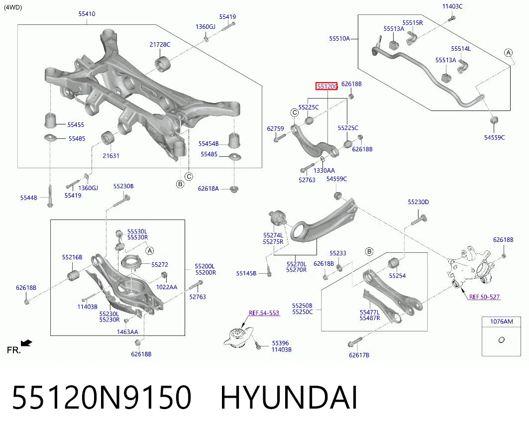 55120N9150 Hyundai/Kia Wahacz zawieszenia tylnego górny lewy/prawy