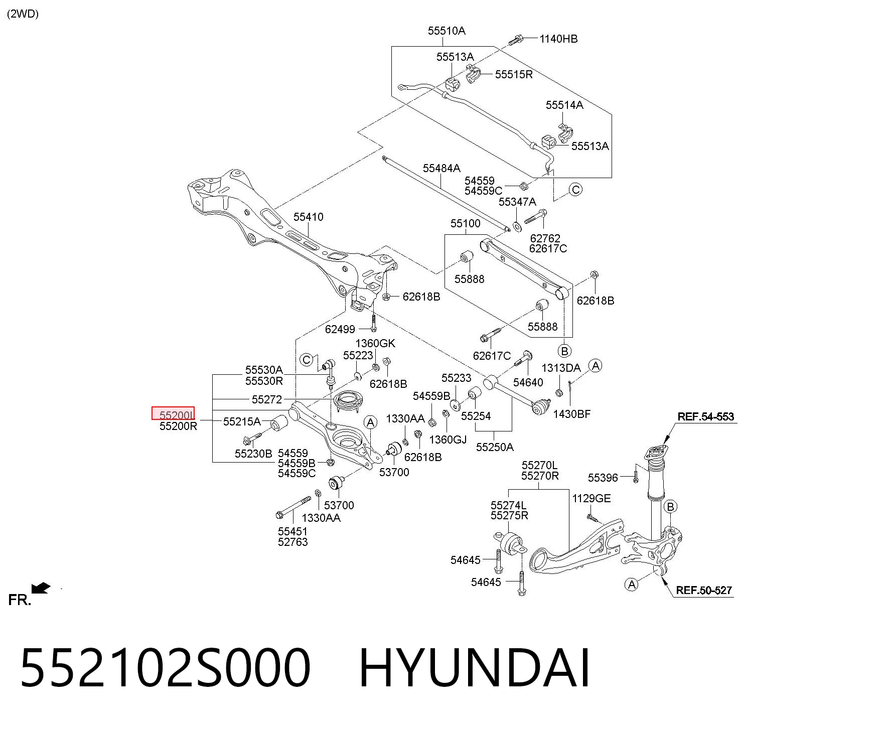 552102S000 Hyundai/Kia Wahacz poprzeczny zawieszenia tylnego lewy