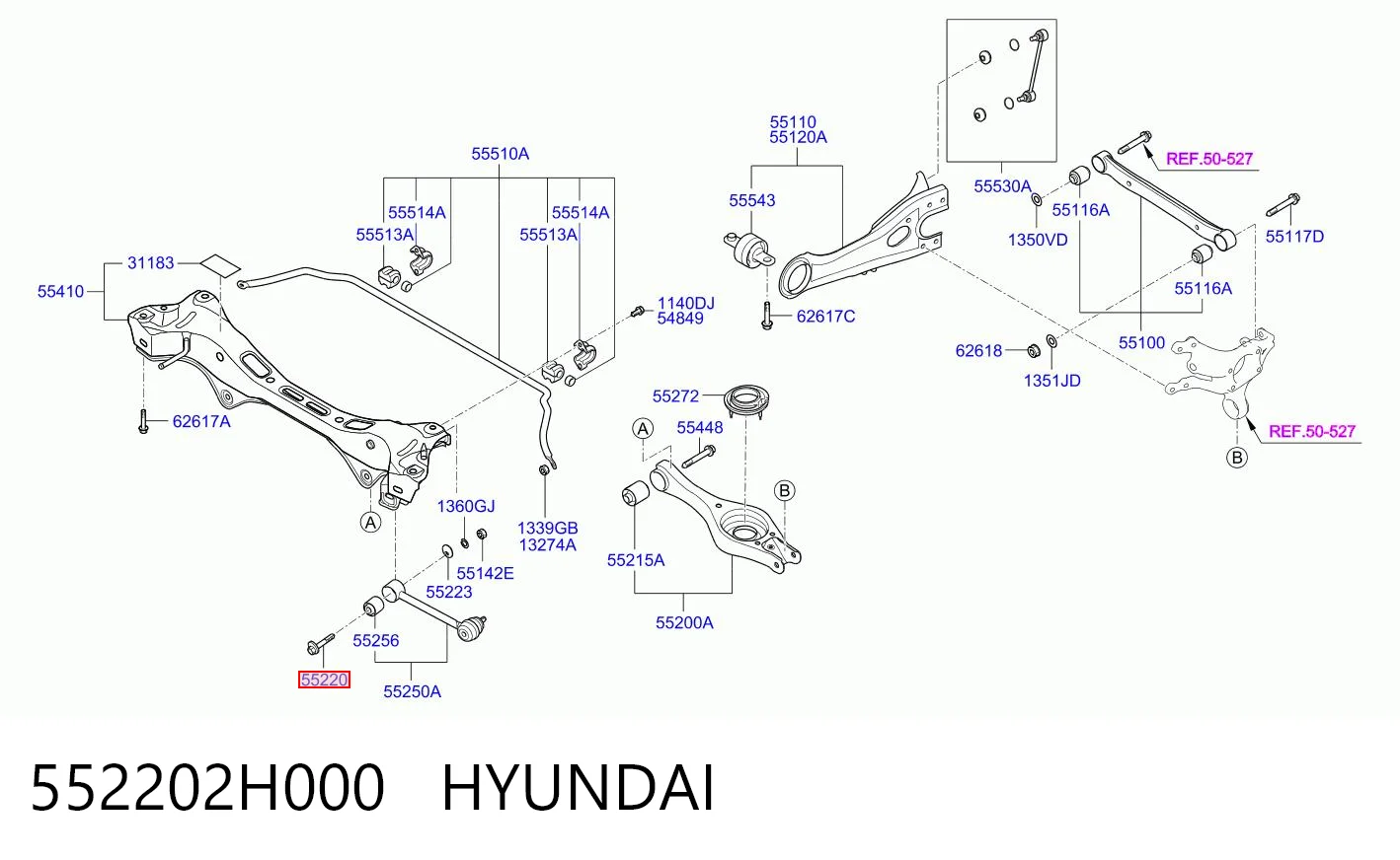 552202H000 Hyundai/Kia Śruba regulacji tylnego wahacza (dla zbieżności), wewnętrzny