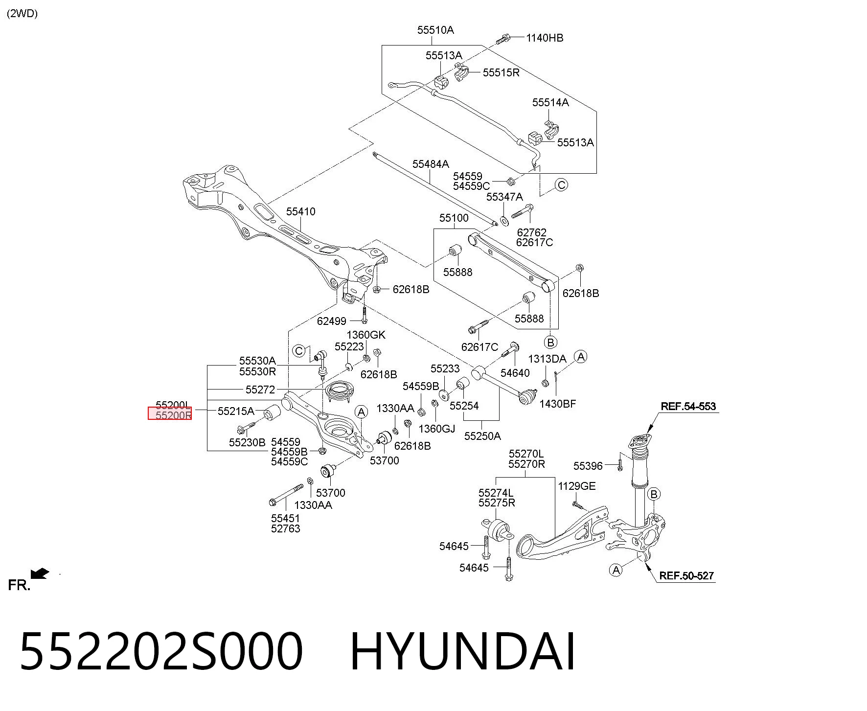 552202S000 Hyundai/Kia Wahacz poprzeczny zawieszenia tylnego prawy