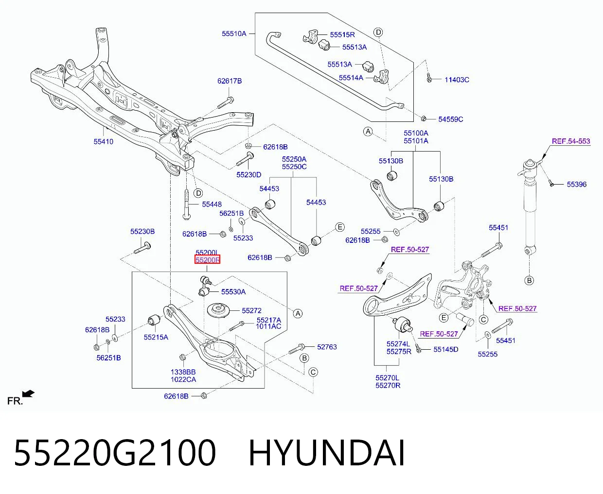 55220G2100 Hyundai/Kia Wahacz zawieszenia tylnego dolny prawy