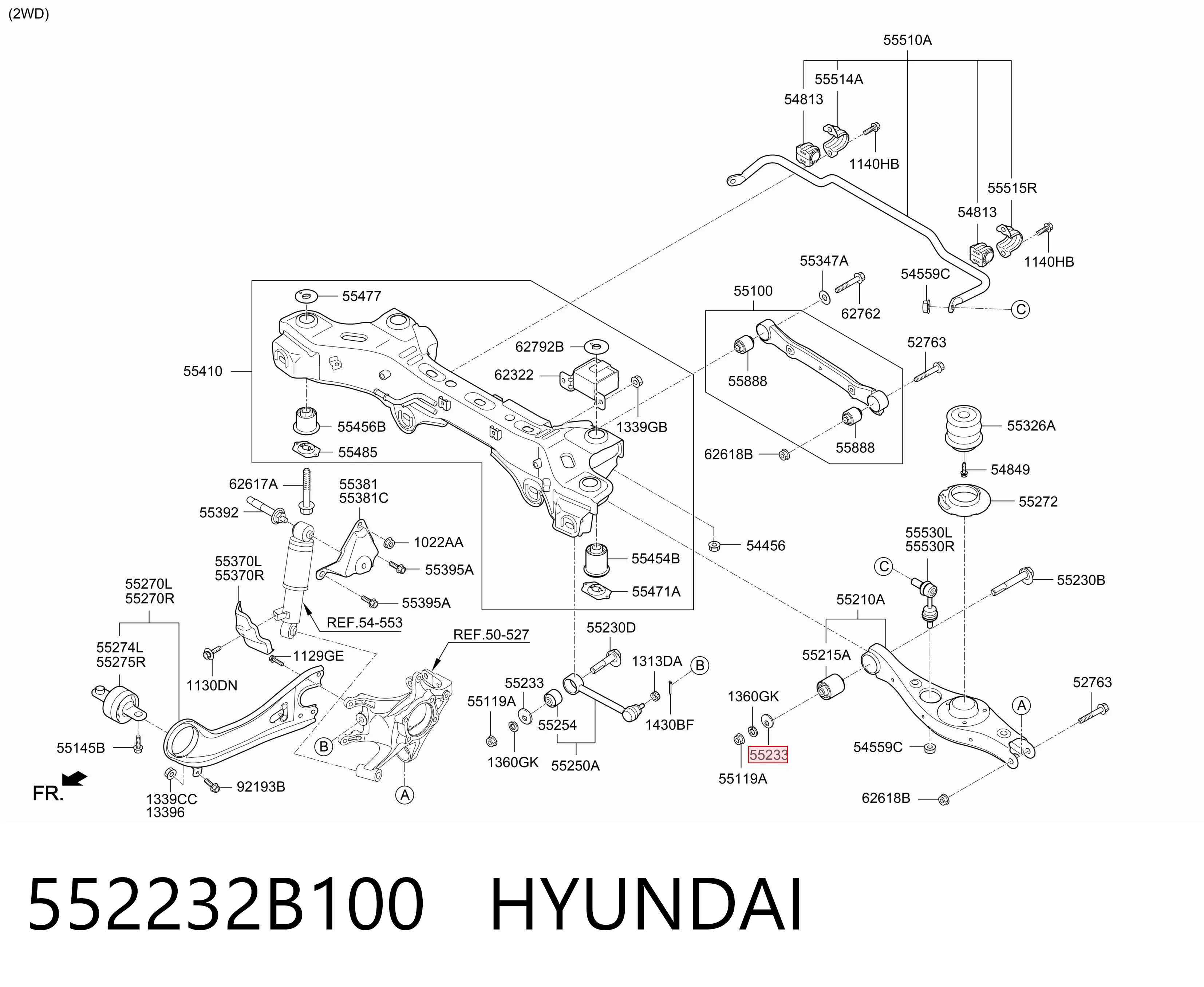 552232B100 Hyundai/Kia Podkładka śruby do mocowania tylnego wahacza górnego, wewnętrzna
