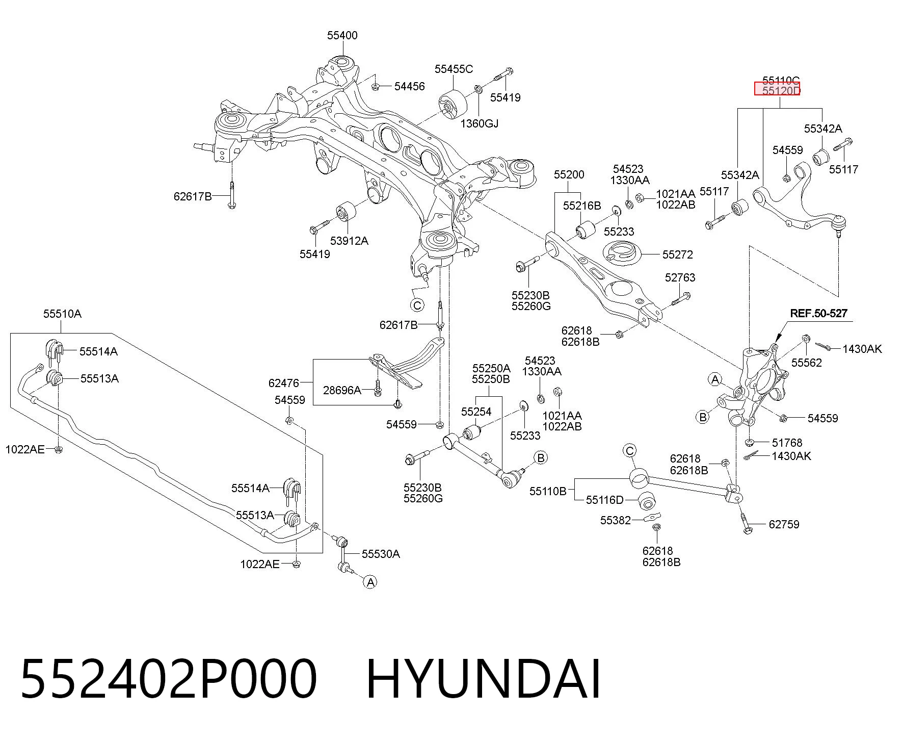 552402P000 Hyundai/Kia Wahacz  zawieszenia tylnego górny prawy