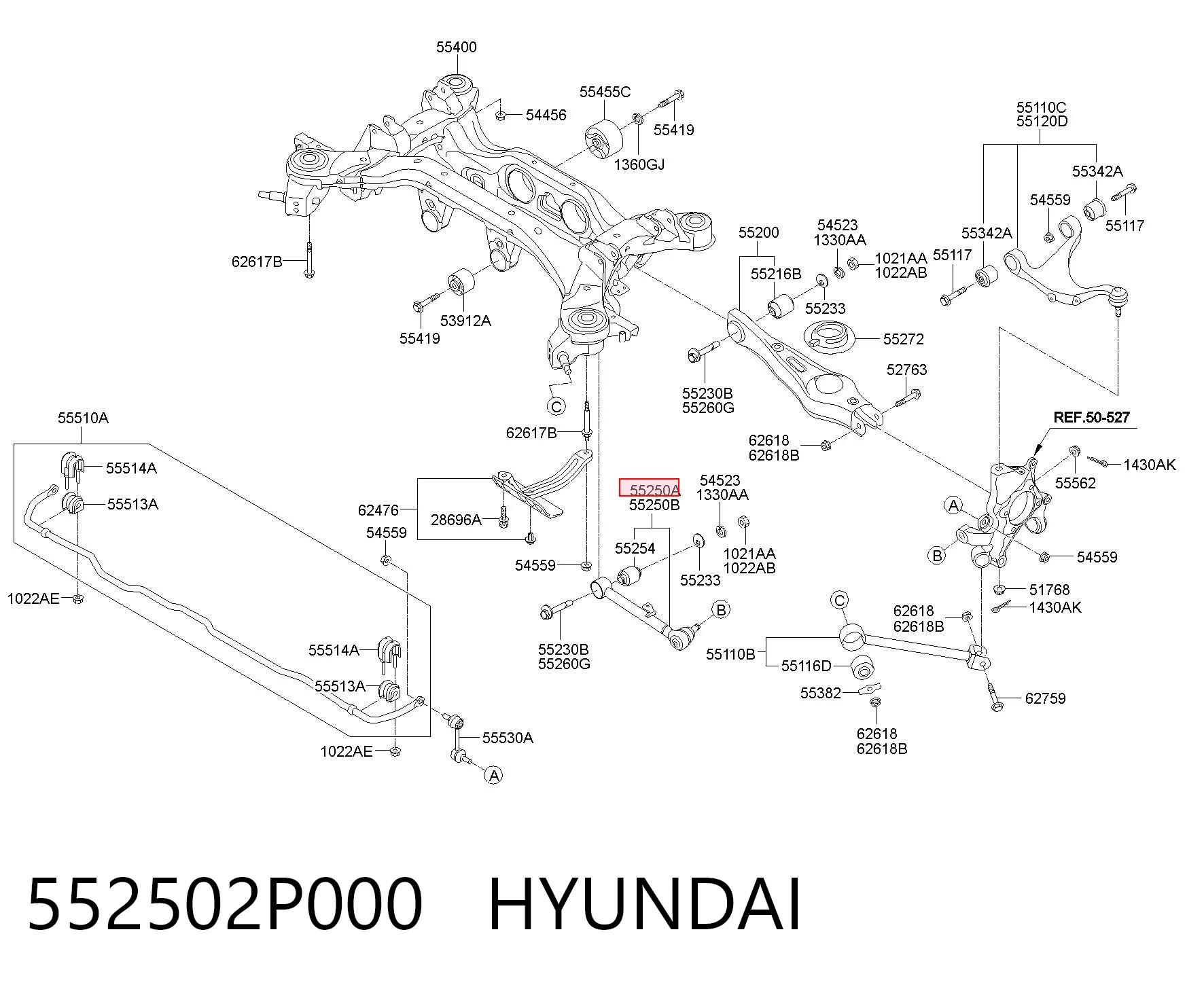 552502P000 Hyundai/Kia Drążek poprzeczny zawieszenia tylnego