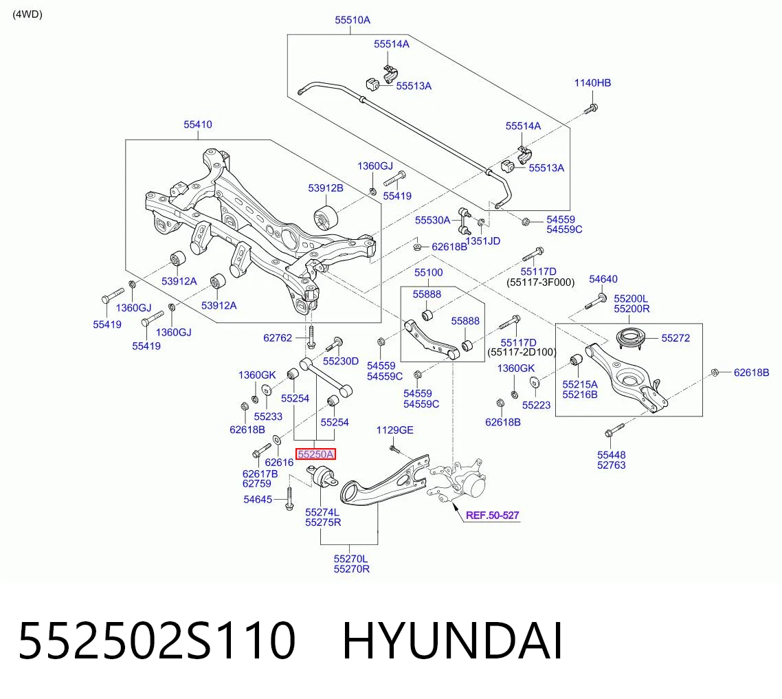552502S110 Hyundai/Kia Drążek poprzeczny zawieszenia tylnego