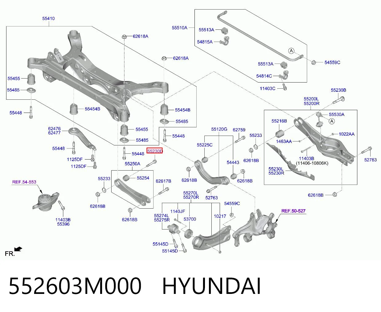 552603M000 Hyundai/Kia Śruba regulacji tylnego wahacza (dla zbieżności), wewnętrzny
