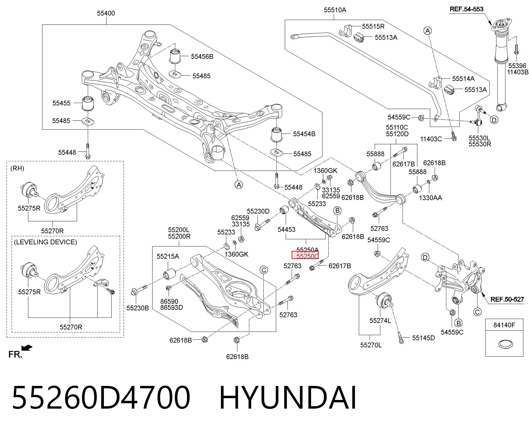 55260D4700 Hyundai/Kia Wahacz poprzeczny zawieszenia tylnego prawy