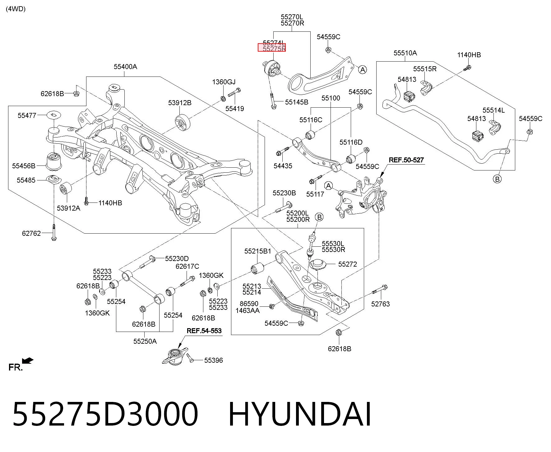 55275D3000 Hyundai/Kia Silentblock wahacza tylnego podłużnego