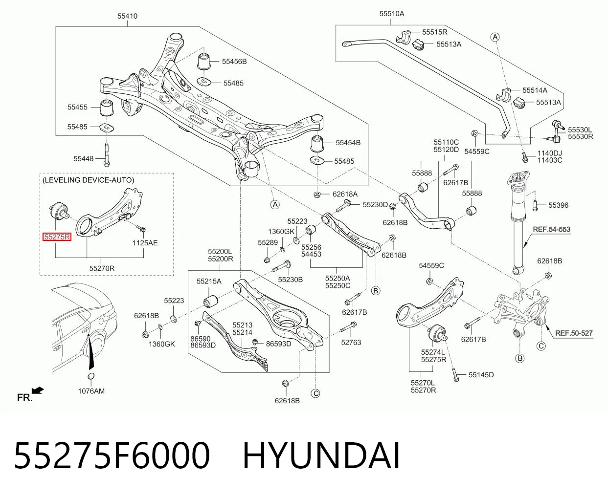 55275F6000 Hyundai/Kia Silentblock wahacza podłużnego tylnego dolnego