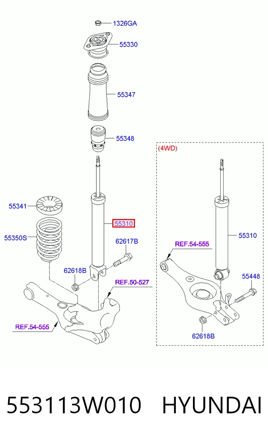 553113W010 Hyundai/Kia Amortyzator tylny