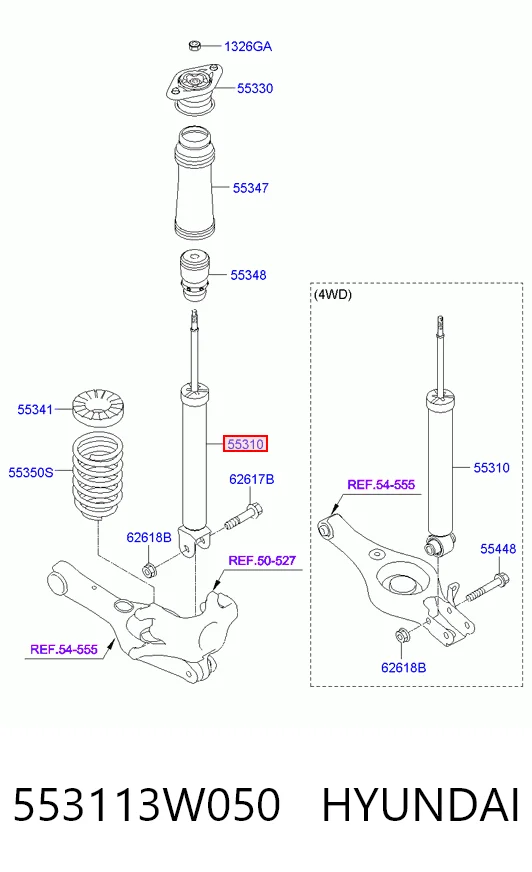 553113W050 Hyundai/Kia Amortyzator tylny