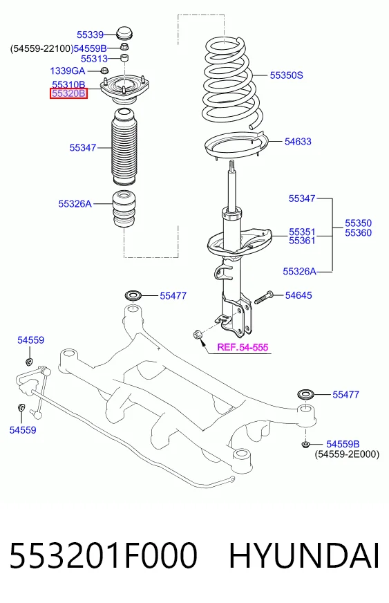 553201F000 Hyundai/Kia Poduszka amortyzatora tylnego prawego