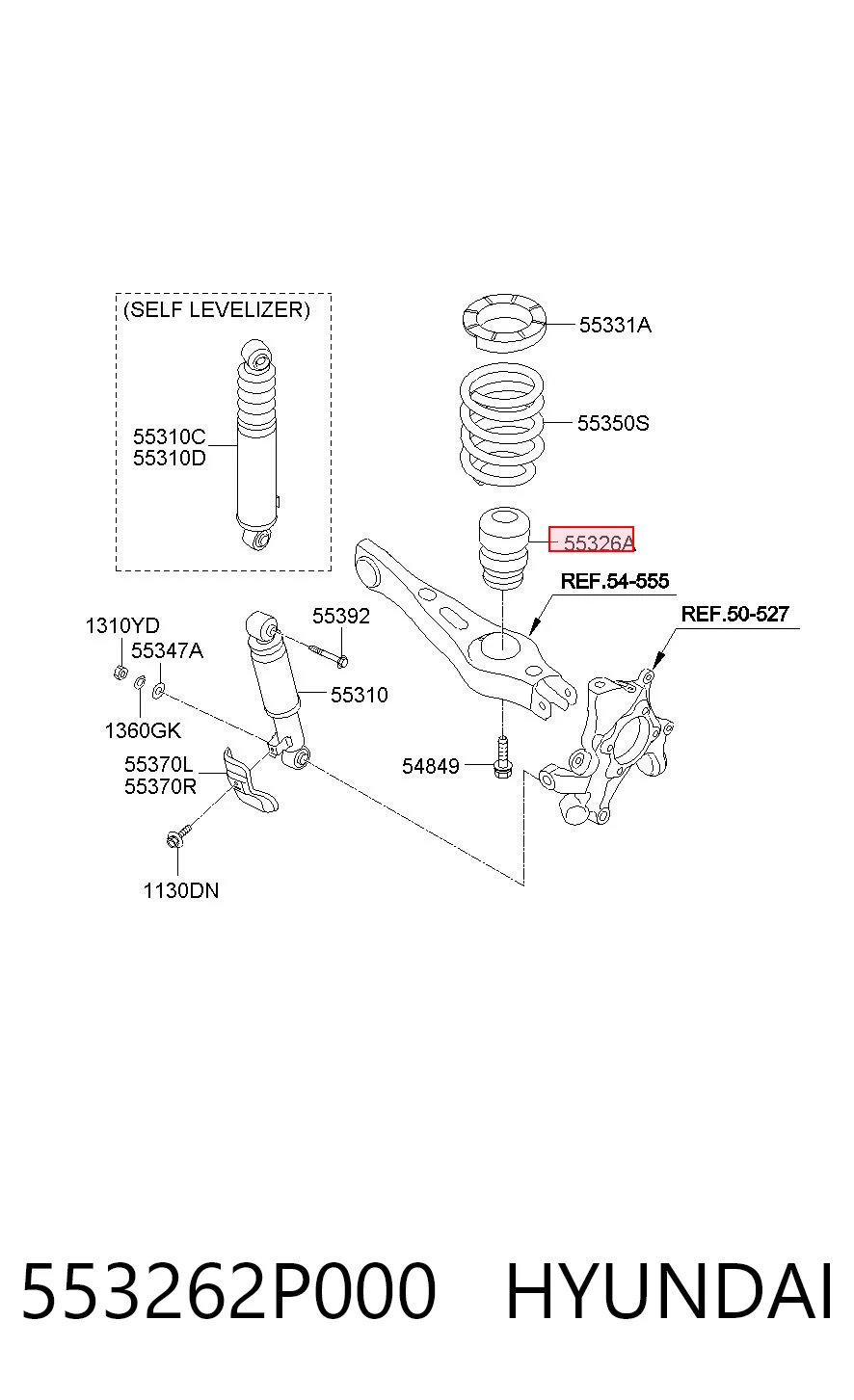 553262P000 Hyundai/Kia Odbój amortyzatora tylnego