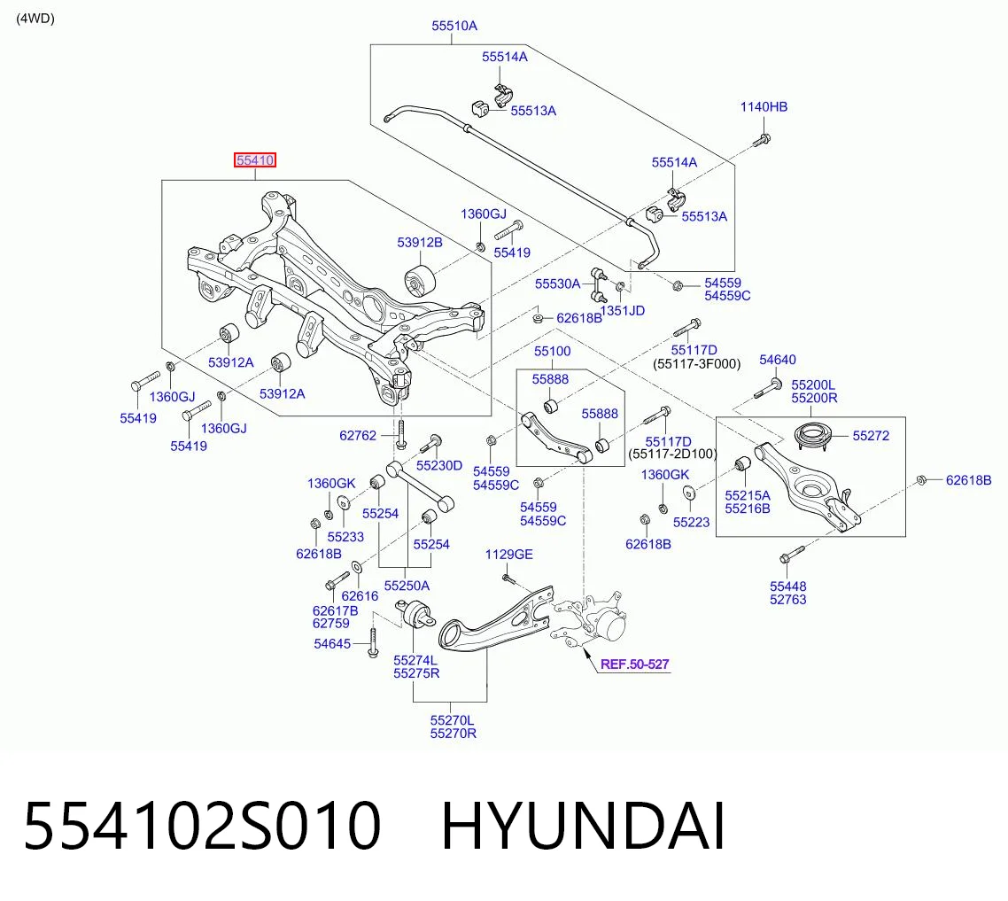 554102S010 Hyundai/Kia Korpus osi tylnej