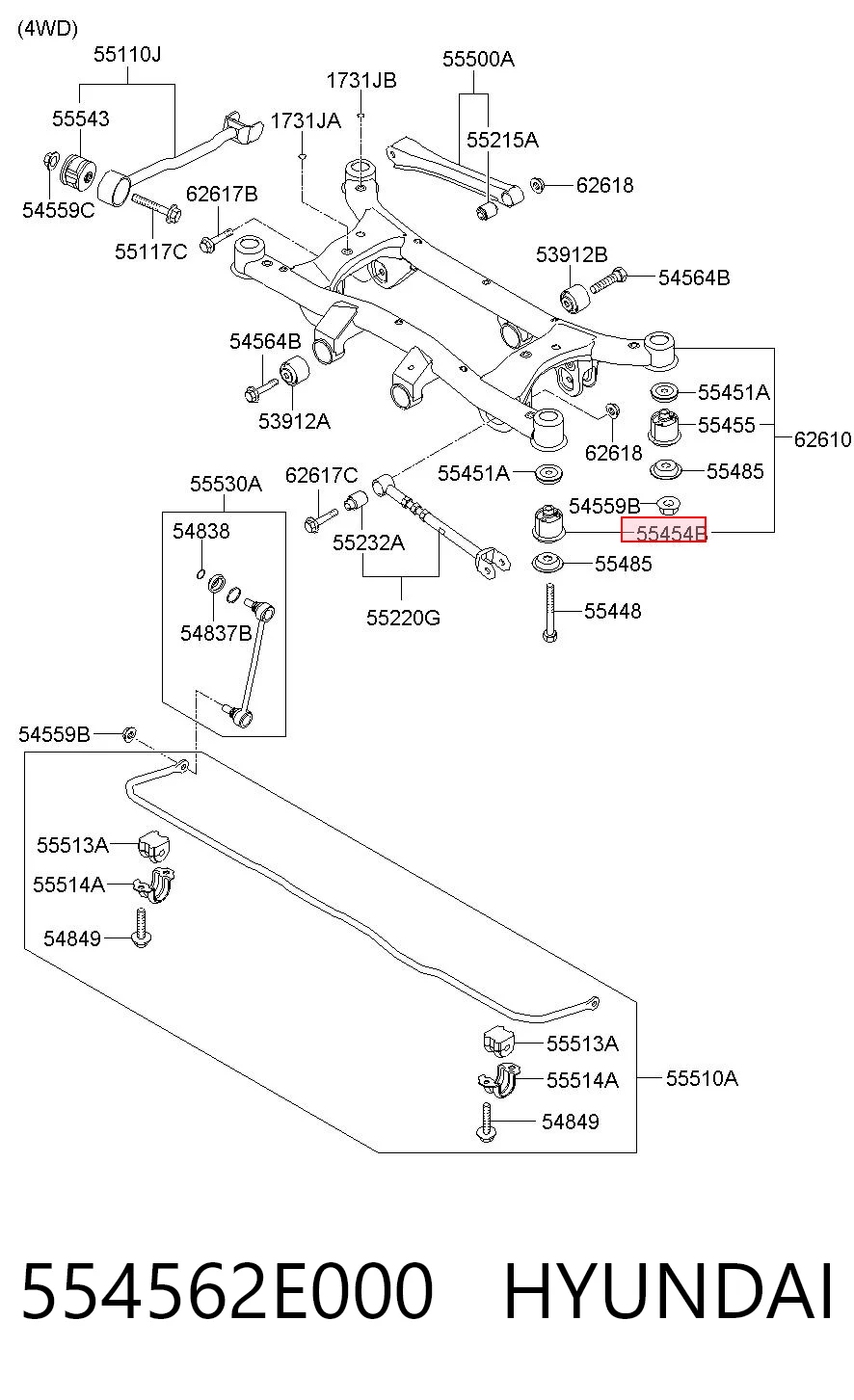 554562E000 Hyundai/Kia Silentblock tylnej belki
