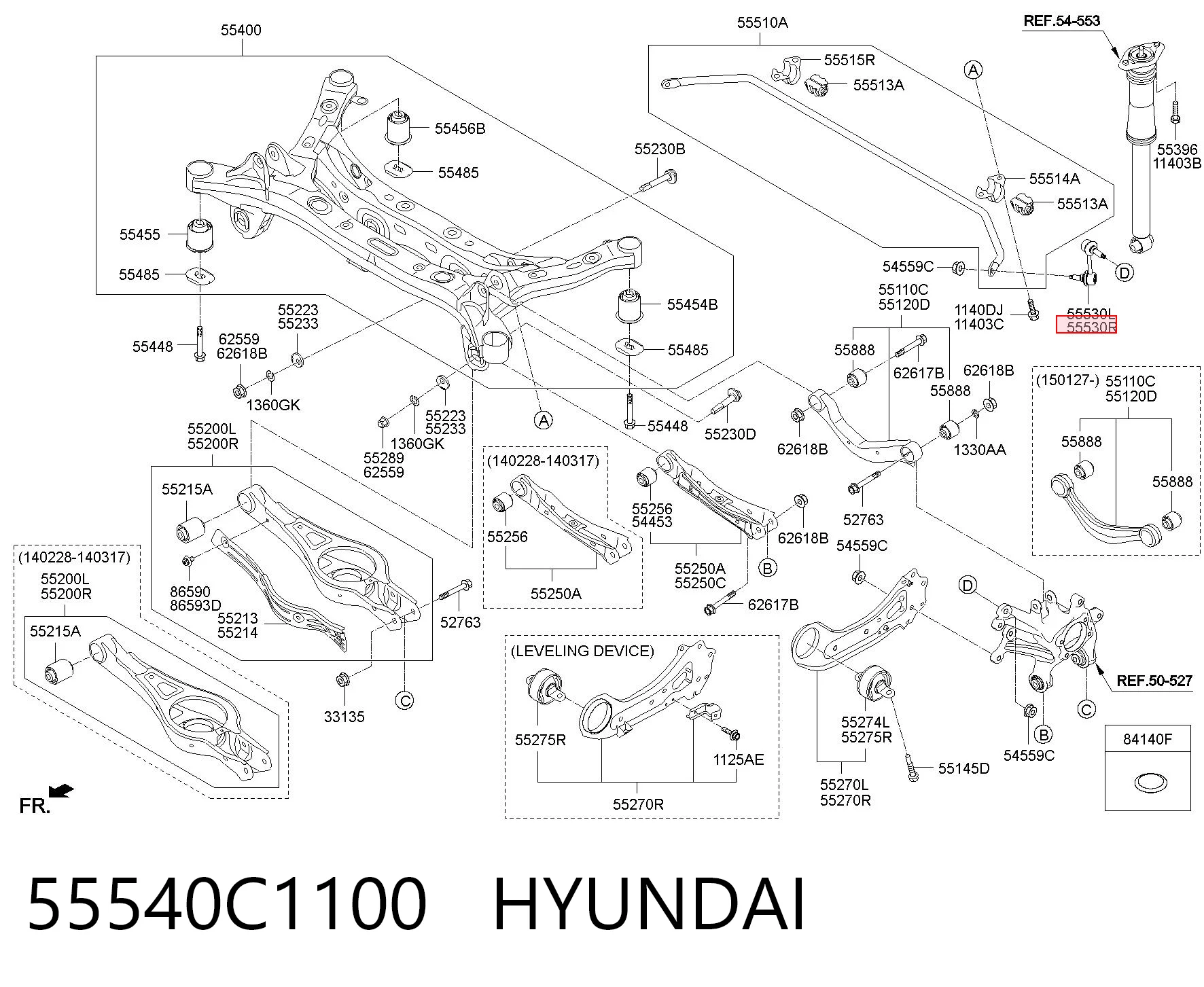 55540C1100 Hyundai/Kia Lącznik stabilizatora tylnego prawy