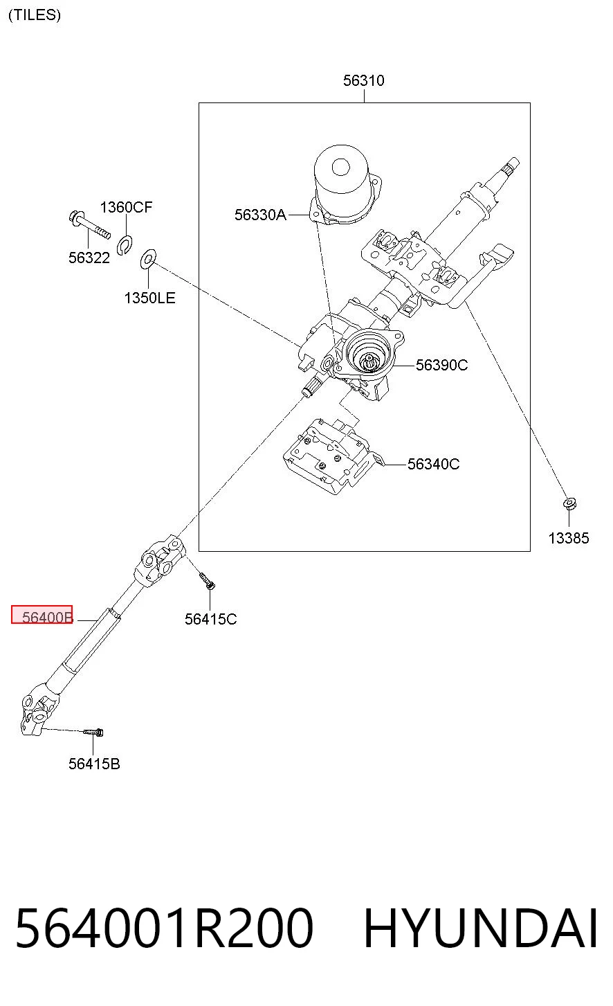 564001R200 Hyundai/Kia Wał kolumny kierowniczej dolny