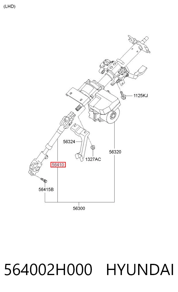 564002H000 Hyundai/Kia Wał kolumny kierowniczej dolny