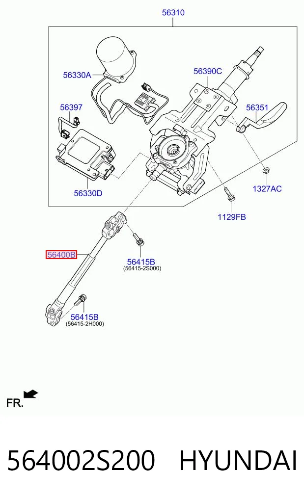 564002S200 Hyundai/Kia Wał kolumny kierowniczej dolny